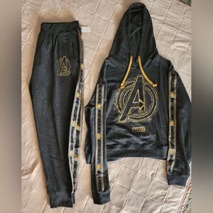 Marvel Avengers Gray and Yellow Hoodie and Joggers Set